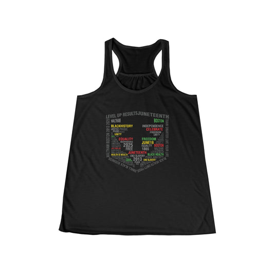 Ladies Flowy Racerback Tank - Juneteeth - Level Up Fitness