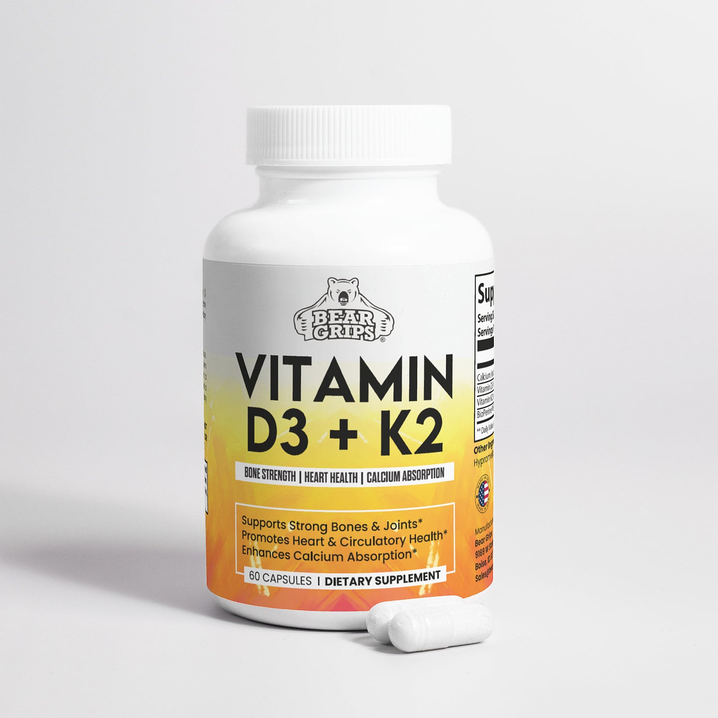 Vitamin D3 + K2 - 2 Month Supply - Bear Grips