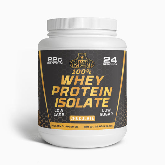 100% Whey Protein Isolate - Chocolate - 22g Pure Protein - 24 Servings - Low Carb - Low Sugar - Bear Grips -Premium Protein