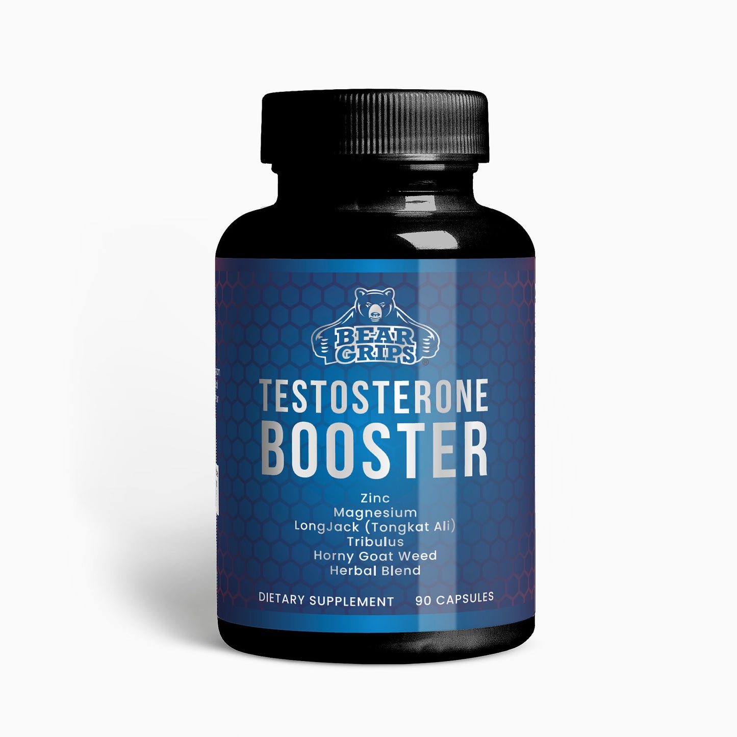 Extra Strength Testosterone Booster | Strength, Libido, Immunity | Magnesium, Zinc, Tribulus Terrestris, Horny Goat Weed, Longjack, Saw Palmetto, Hawthorn Berries | 90 Capsules, Made in the USA By Bear Grips