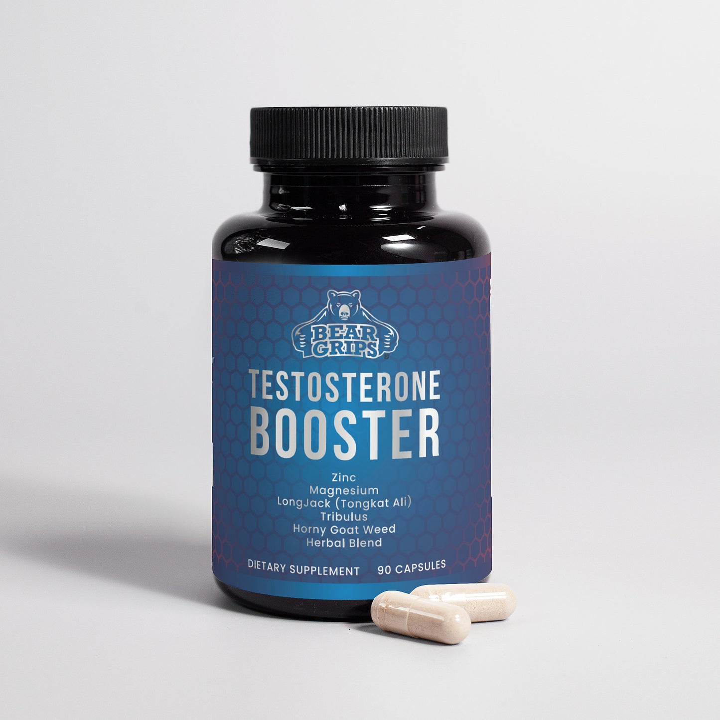Extra Strength Testosterone Booster | Strength, Libido, Immunity | Magnesium, Zinc, Tribulus Terrestris, Horny Goat Weed, Longjack, Saw Palmetto, Hawthorn Berries | 90 Capsules, Made in the USA By Bear Grips