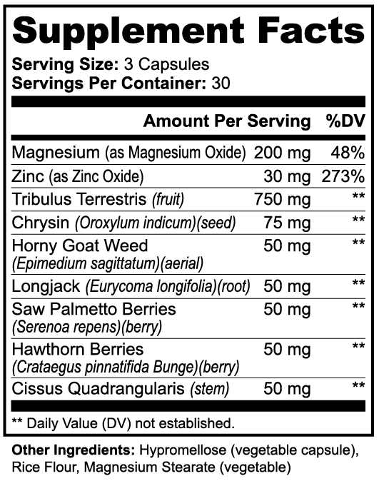 Extra Strength Testosterone Booster | Strength, Libido, Immunity | Magnesium, Zinc, Tribulus Terrestris, Horny Goat Weed, Longjack, Saw Palmetto, Hawthorn Berries | 90 Capsules, Made in the USA By Bear Grips