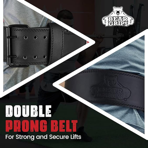 5mm Double Prong Weight Lifting Belt - 4 Inch Uniform Width - Steel Buckle.
