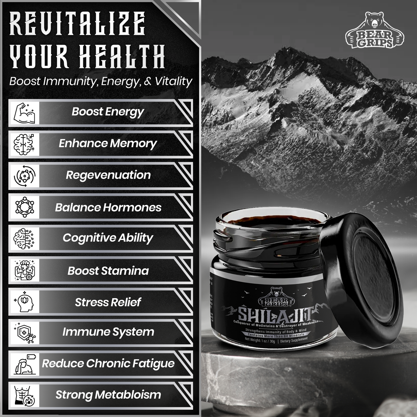 Himalayan Shilajit Organic Resin | 84+ Minerals | Gold Standard for Purity & Potency