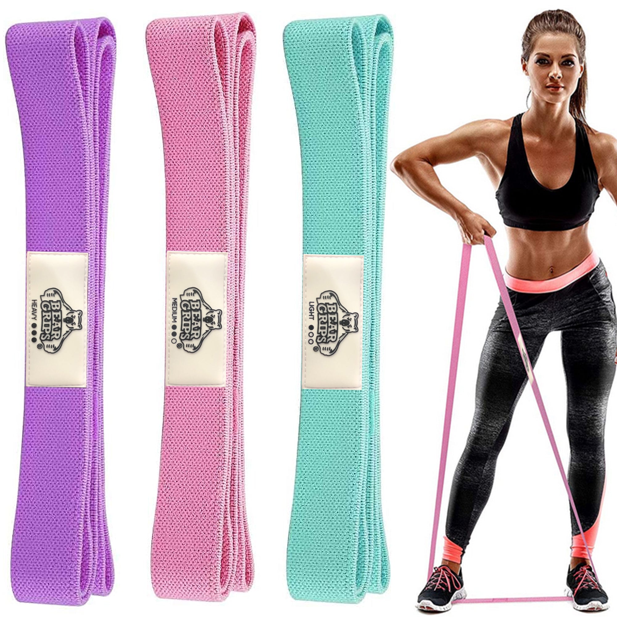 Cloth Resistance Bands - Set of 3 - Varying Resistance Levels - For Hip - Booty - Legs