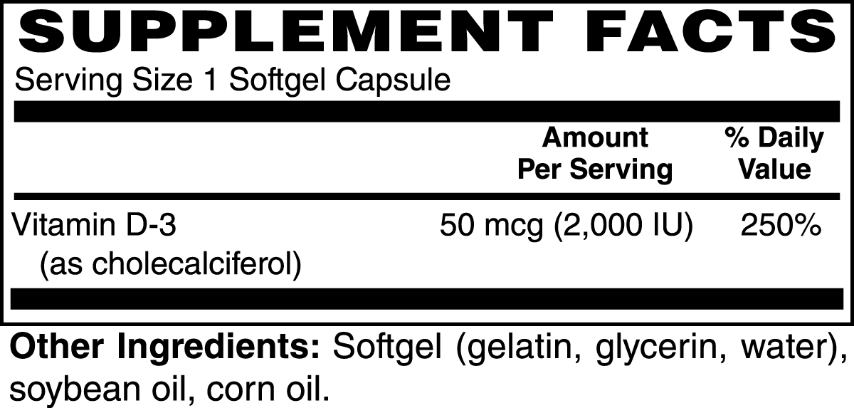 Bear Grips Vitamin D3 - 2000 IU - Softgel Capsules | Boost Energy, Strengthen Muscles, Enhance Bone Health, Elevate Mood, and Empower Your Lifestyle | 100 Softgels | 100 Day Supply