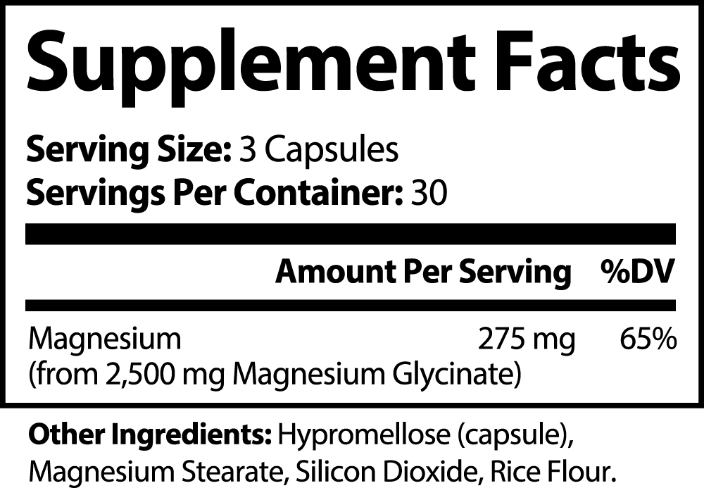 275 MG of Magnesium Glycinate| Stress & Anxiety | Mental Clarity | Calm, Deep, Restful Sleep | Muscle Health - 90 Capsules By Bear Grips