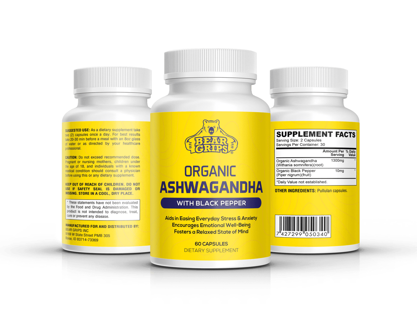 Ashwagandha| Stress Relief | Emotional Well- Being | Calm, Relaxed State of Mind. By Bear Grips