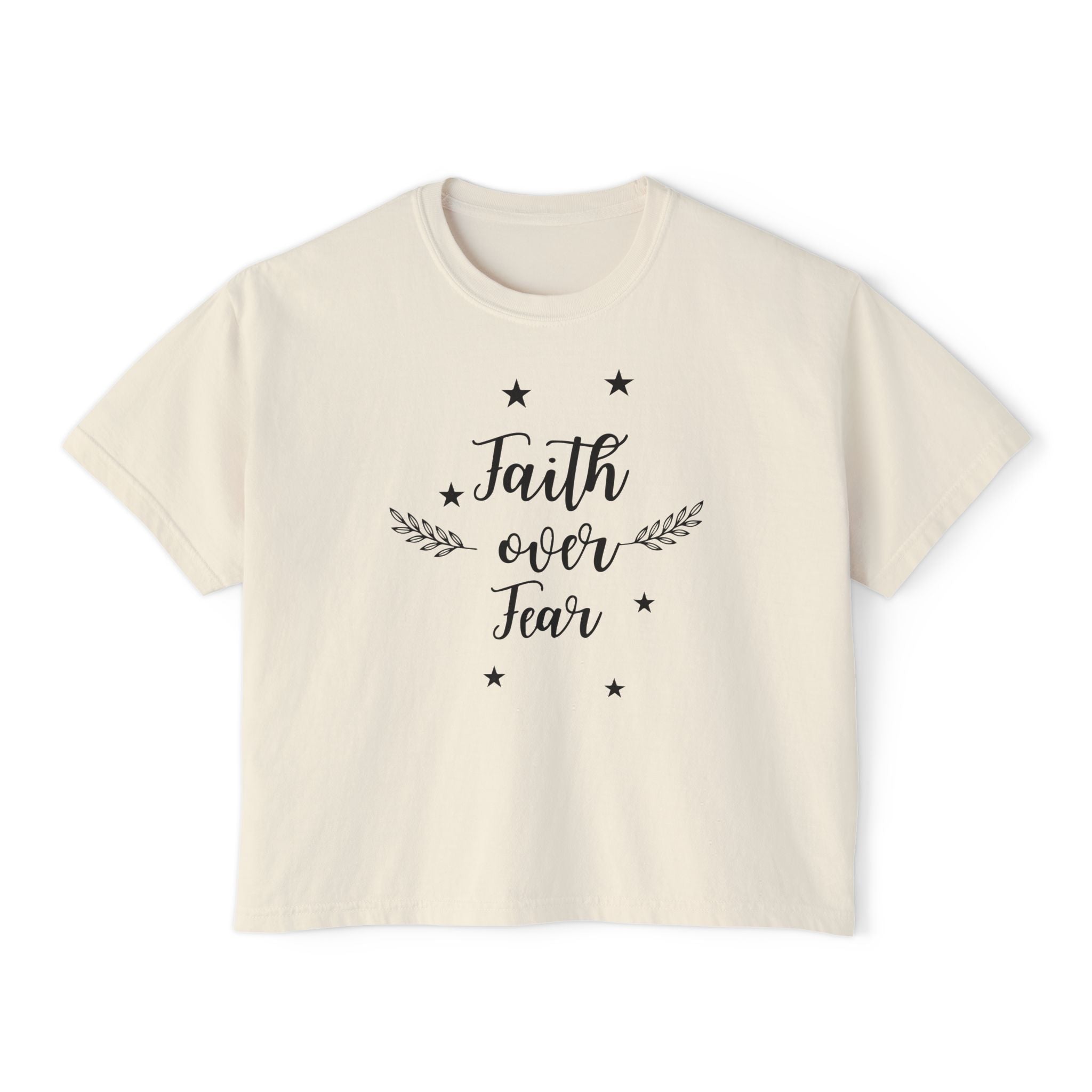 Women’s Oversized Boxy Tee - Faith Over Fear-Faith N Fit