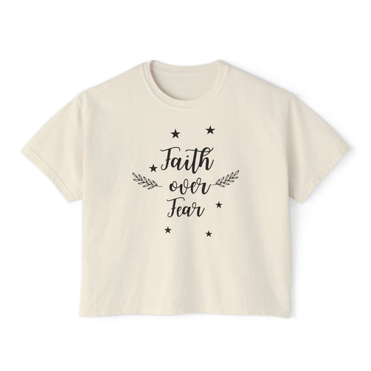 Women’s Oversized Boxy Tee - Faith Over Fear-Faith N Fit