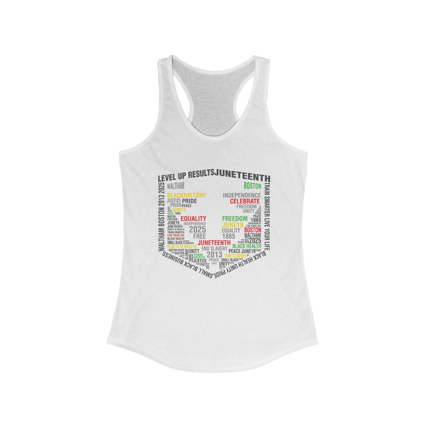 Ladies Racerback Tank - Juneteeth - Level Up Fitness