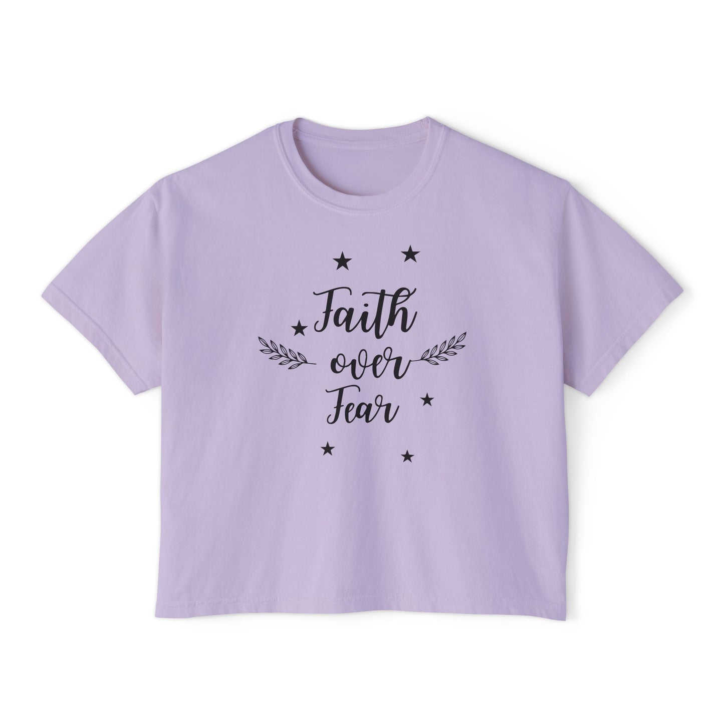 Women’s Oversized Boxy Tee - Faith Over Fear-Faith N Fit