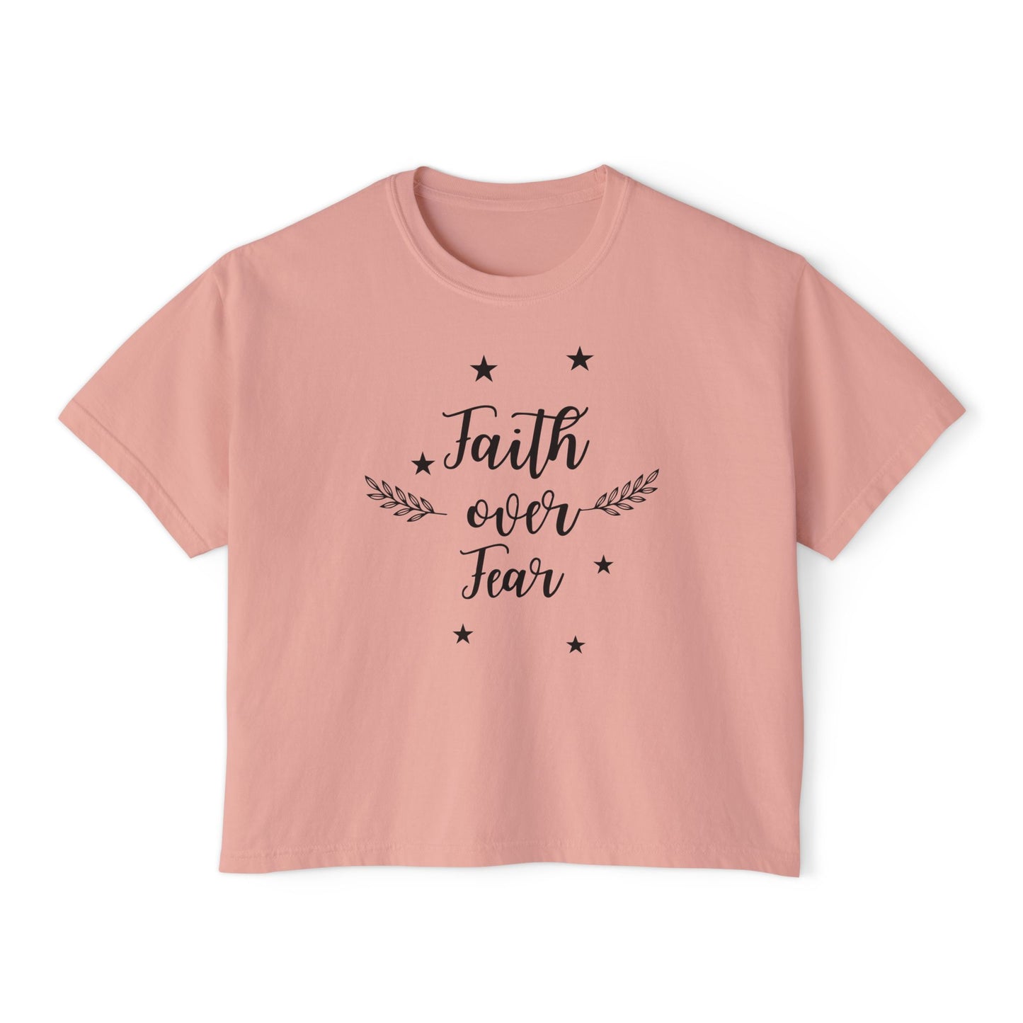 Women’s Oversized Boxy Tee - Faith Over Fear-Faith N Fit