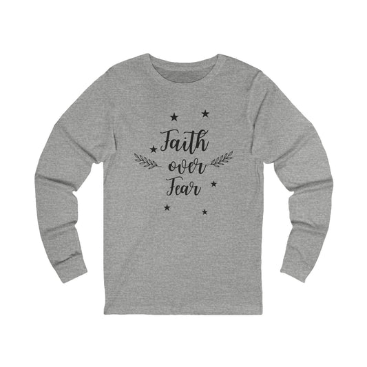 Long Sleeve Cotton Shirt  - Faith Over Fear-Faith N Fit