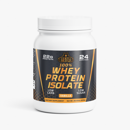 100% Whey Protein Isolate - Vanilla - 22g Pure Protein - 24 Servings - Low Carb - Low Sugar - Bear Grips -Premium Protein
