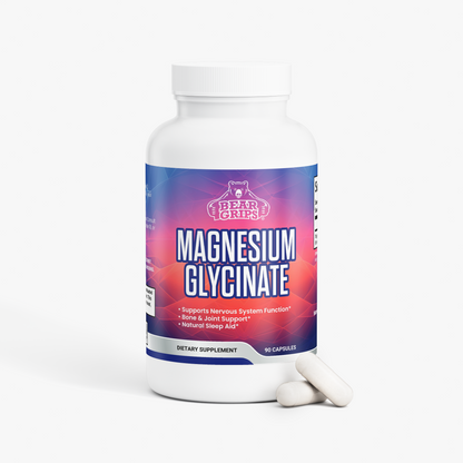 275 MG of Magnesium Glycinate| Stress & Anxiety | Mental Clarity | Calm, Deep, Restful Sleep | Muscle Health - 90 Capsules By Bear Grips