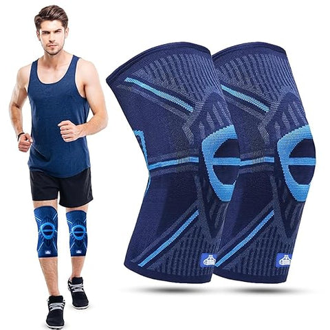 Compression Knee Sleeves for Running, Weightlifting, Rehab, Knee Support. Increase Bloodflow, Faster Recovery