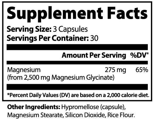 275 MG of Magnesium Glycinate| Stress & Anxiety | Mental Clarity | Calm, Deep, Restful Sleep | Muscle Health - 90 Capsules By Bear Grips
