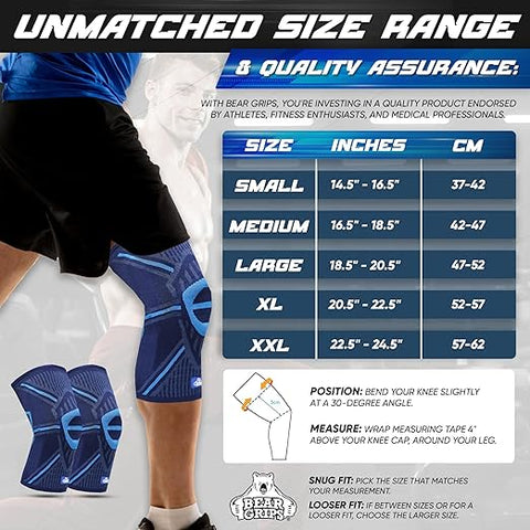 Compression Knee Sleeves for Running, Weightlifting, Rehab, Knee Support. Increase Bloodflow, Faster Recovery