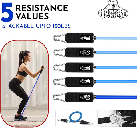 Tube Resistance Band Sets - 11 pcs - 150lb Set