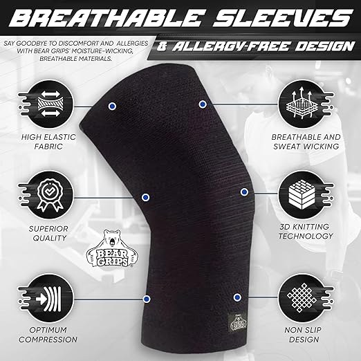 Compression Knee Sleeves for Running, Weightlifting, Rehab, Knee Support. Increase Bloodflow, Faster Recovery