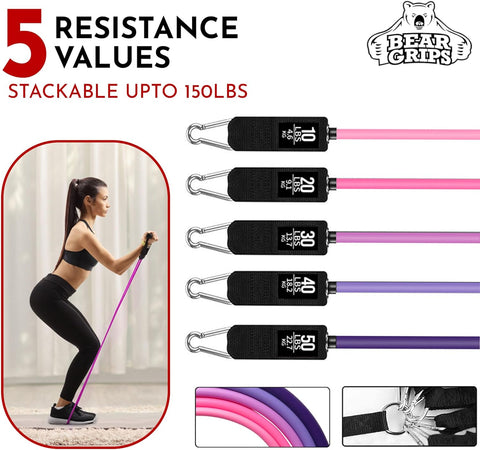 Tube Resistance Band Sets - 11 pcs - 150lb Set