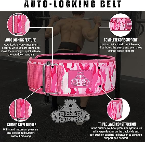 3 Layer Weight Lifting Belt - Auto Locking Gym Belt for Men and Women