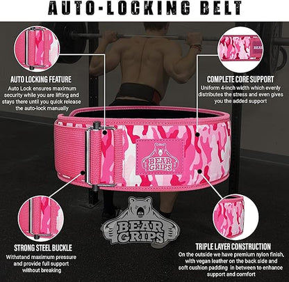 3 Layer Weight Lifting Belt - Auto Locking Gym Belt for Men and Women