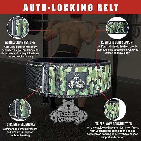 3 Layer Weight Lifting Belt - Auto Locking Gym Belt for Men and Women