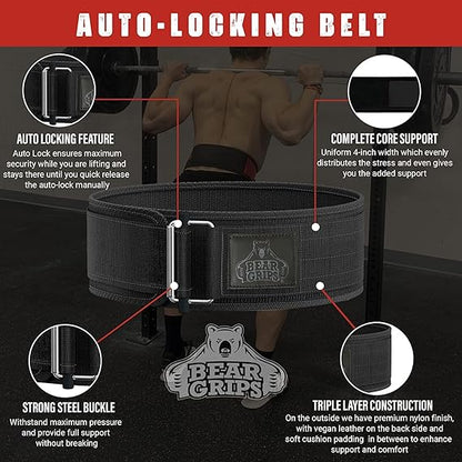 3 Layer Weight Lifting Belt - Auto Locking Gym Belt for Men and Women
