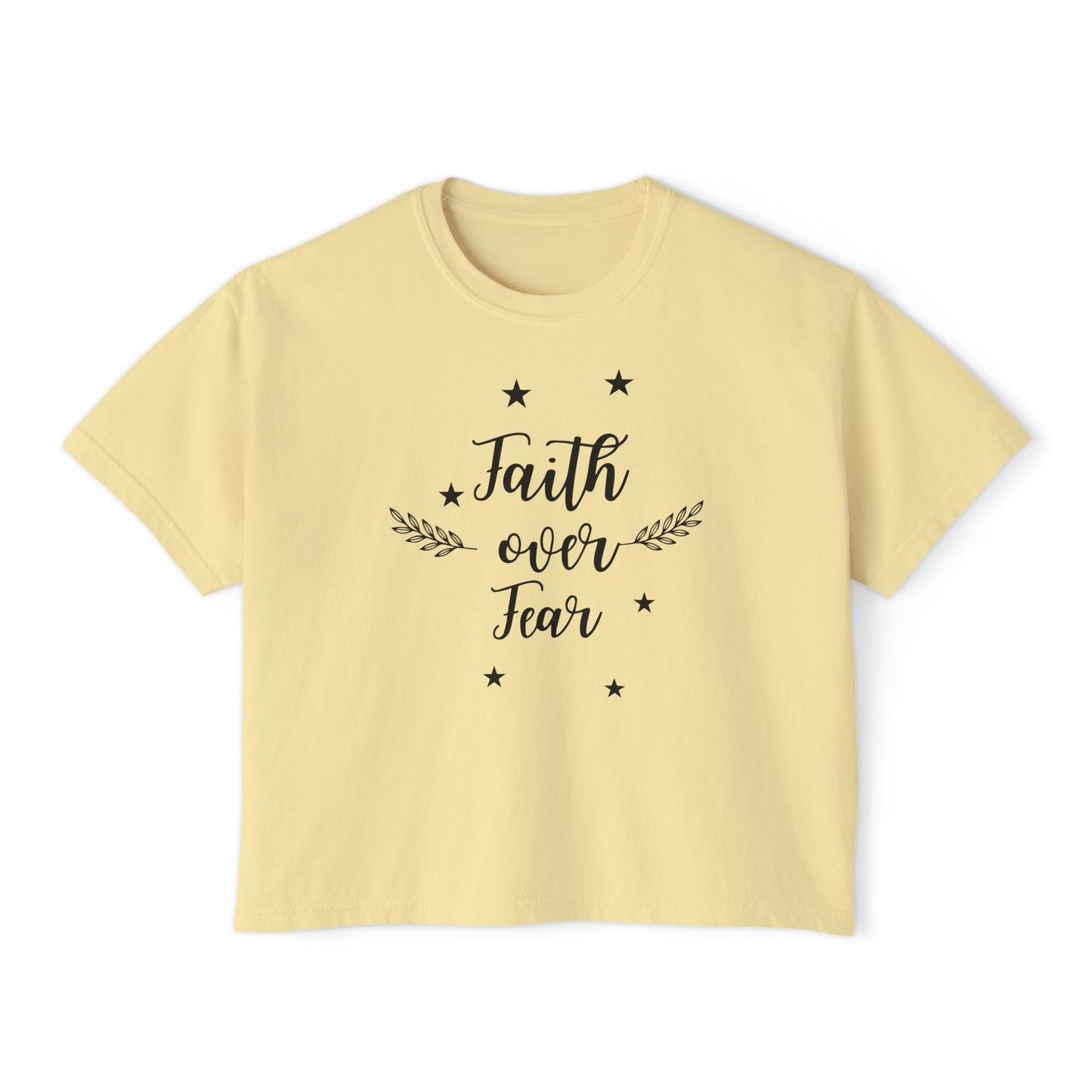 Women’s Oversized Boxy Tee - Faith Over Fear-Faith N Fit