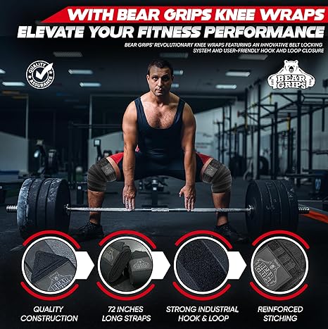 Knee Wraps - 72 inch - With Hook and Loop Closure
