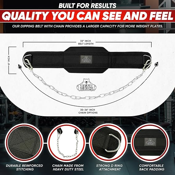 Dip Belt For Weightlifting - 3 Styles of Belts - Traditional - Clip Closure - Metal Buckle