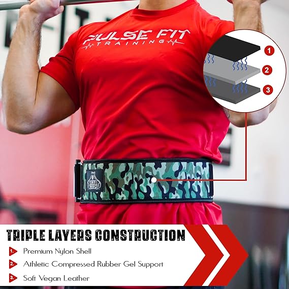 3 Layer Weight Lifting Belt - Auto Locking Gym Belt for Men and Women