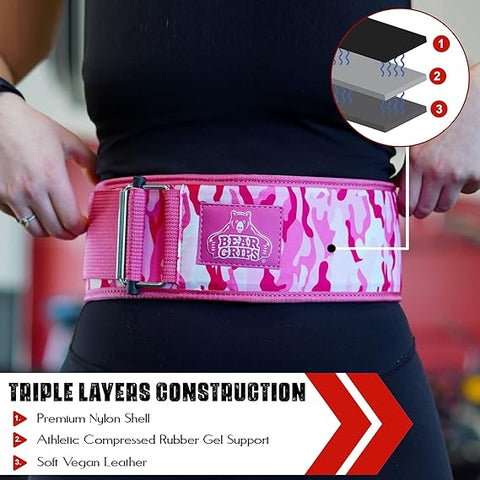 3 Layer Weight Lifting Belt - Auto Locking Gym Belt for Men and Women
