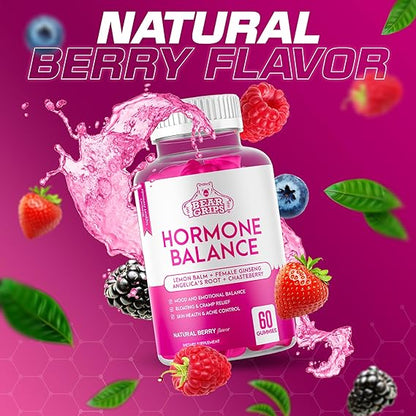 Hormone Balance for Women and PMS Relief Gummies - Natural Support for Cramps, Mood Swings, Bloating - Formulated with Lemon Balm, Angelica’s Root, Dong Quai and Chasteberry