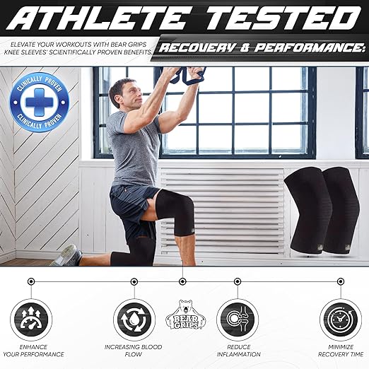 Compression Knee Sleeves for Running, Weightlifting, Rehab, Knee Support. Increase Bloodflow, Faster Recovery