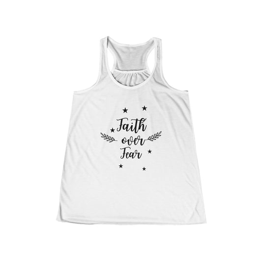 Ladies Flowy Racerback Tank - Faith Over Fear-Faith N Fit