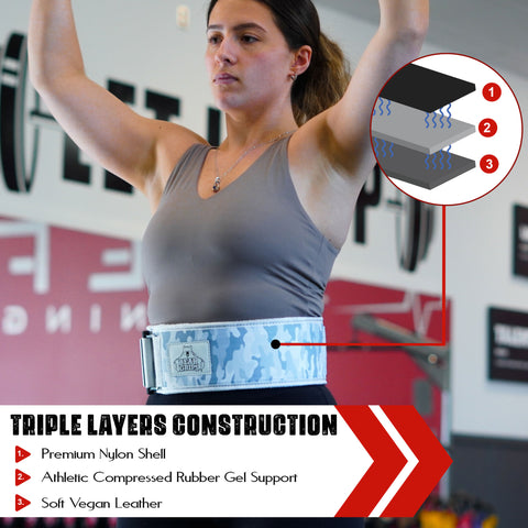 3 Layer Weight Lifting Belt - Auto Locking Gym Belt for Men and Women