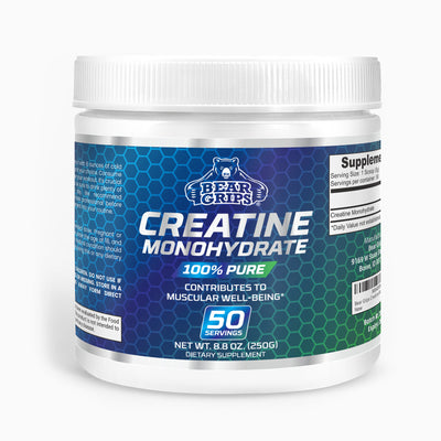 100% Pure Creatine Monohydrate Powder: 5,000 MG per scoop for 50 Powerful Workouts, Enhanced Muscle Growth, and Peak Performance By Bear Grips