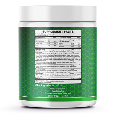 Bear Grips Super Greens & Reds Superfoods: Elevate Vitality - Boost Energy, Immunity, and Nutrient Richness, Made in the USA