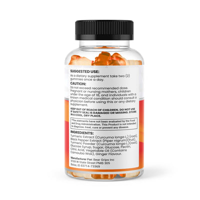 Turmeric Gummies - Unlock the Power of Curcumin, Enriched with Black Pepper, for Joint, Bone, and Skin Health in Delicious, Daily Bites by Bear Grips
