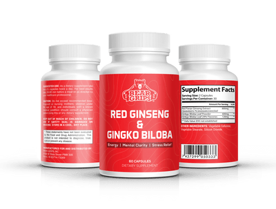 1520Mg Red Ginseng + Ginkgo Biloba Formula | Fitness Fuel, Boost Energy, Elevate Your Mind and Feel Rejuvenated by Bear Grips