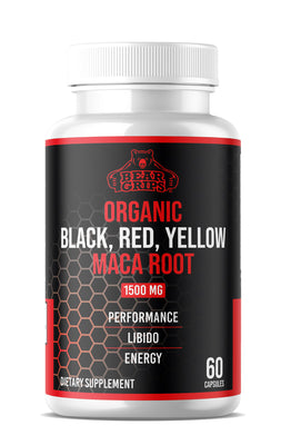 Bear Grips Organic Maca Root | Black Maca, Red Maca, Yellow Maca | With Added Black Pepper for Better Absorption | Energy & Vitality, Strength, Mood, and Support Hormonal Balance